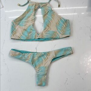 Beach Bunny Gold and Cream Leaf Bikini